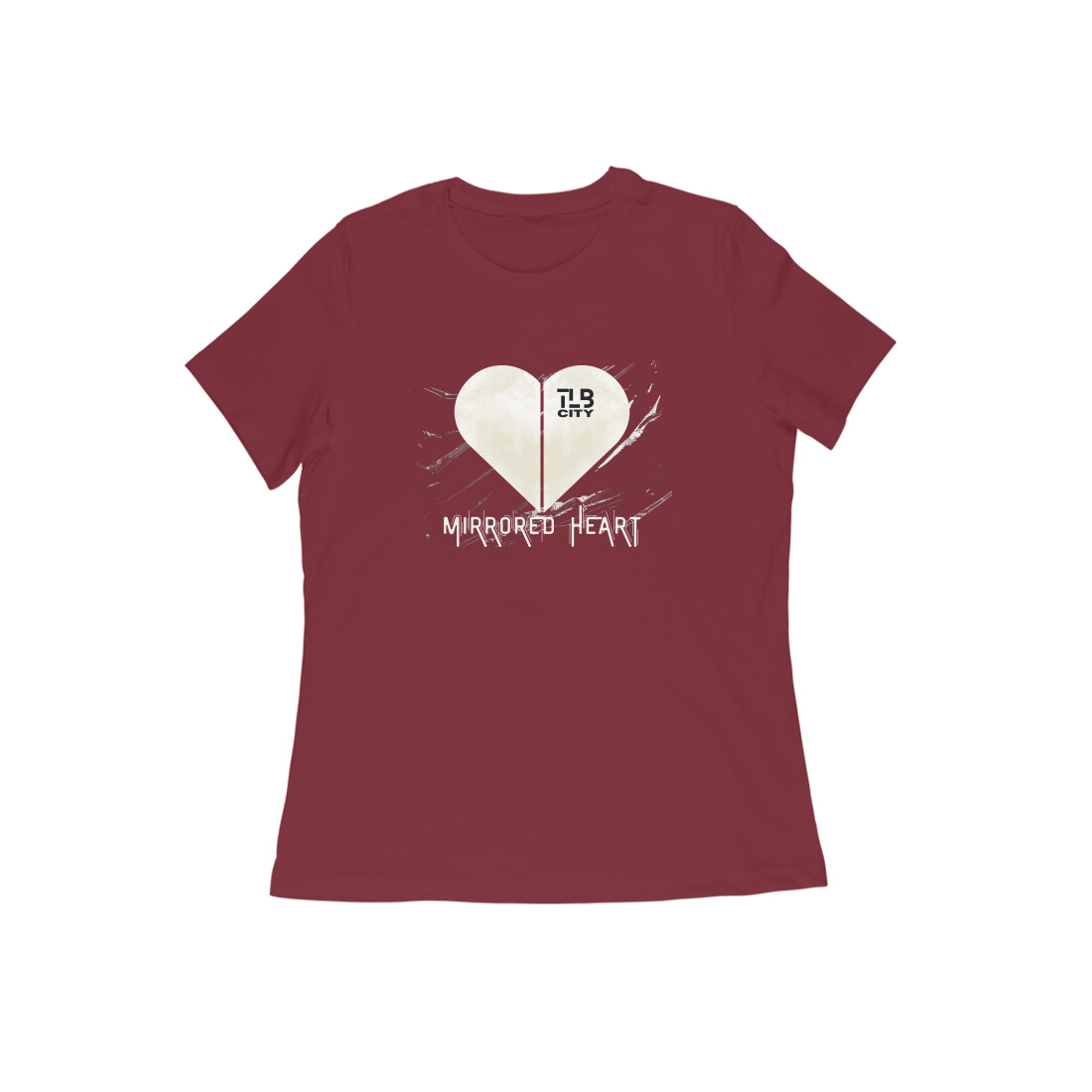 Mirrored Heart Women Round Neck T-Shirt