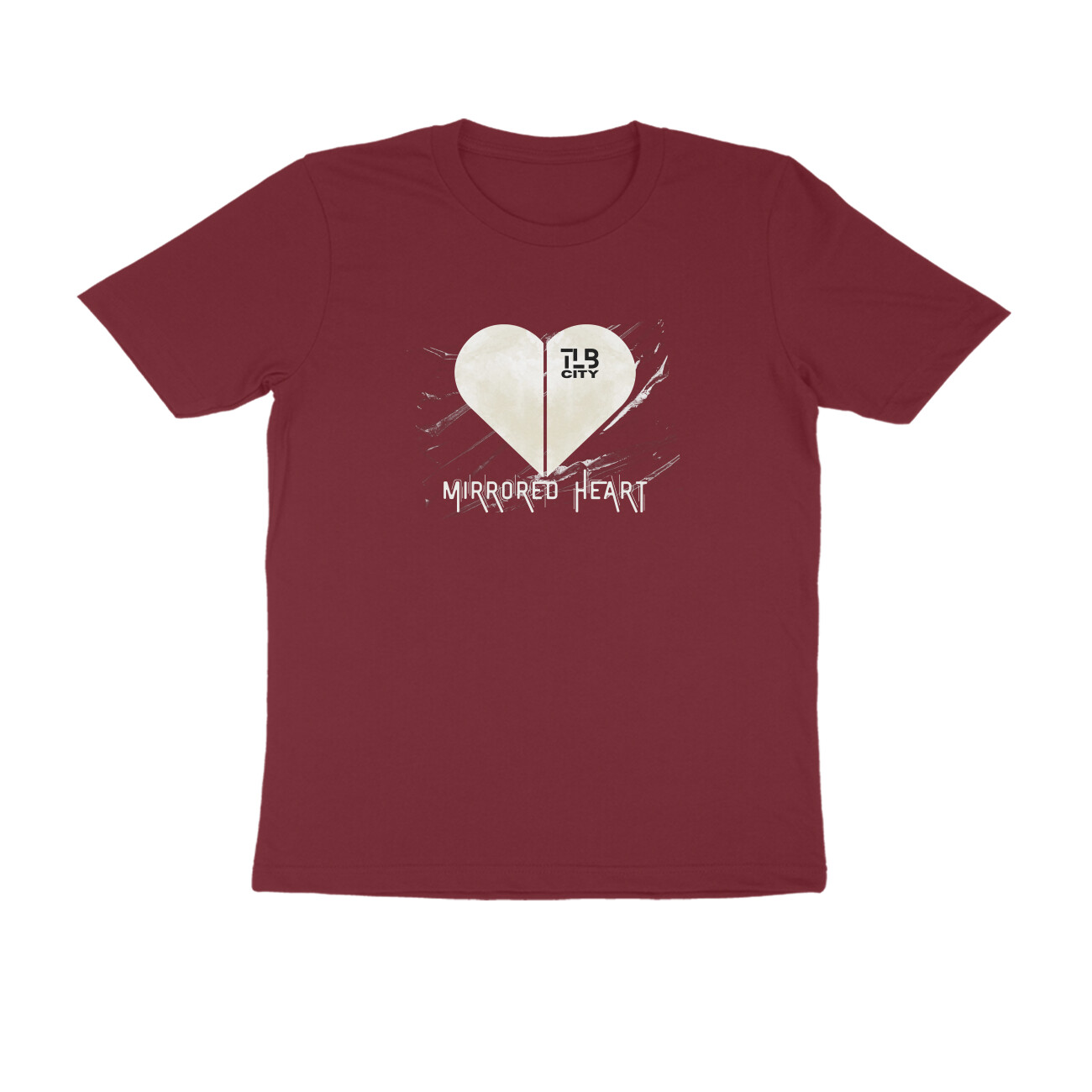Mirrored Heart Men Round Neck T-Shirt - Image 4