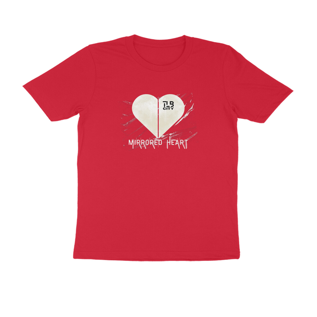 Mirrored Heart Men Round Neck T-Shirt - Image 9